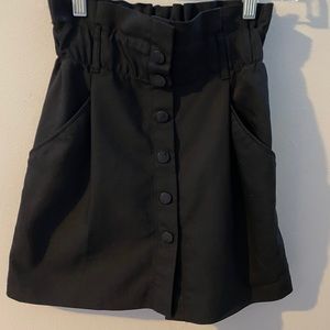 Zara black mini skirt button down with pockets